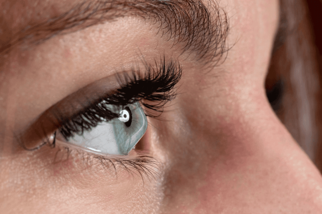 Close-up de um olho humano, destacando a importância do diagnóstico precoce do ceratocone para preservar a saúde ocular. Saiba mais na Oftalmo Day.